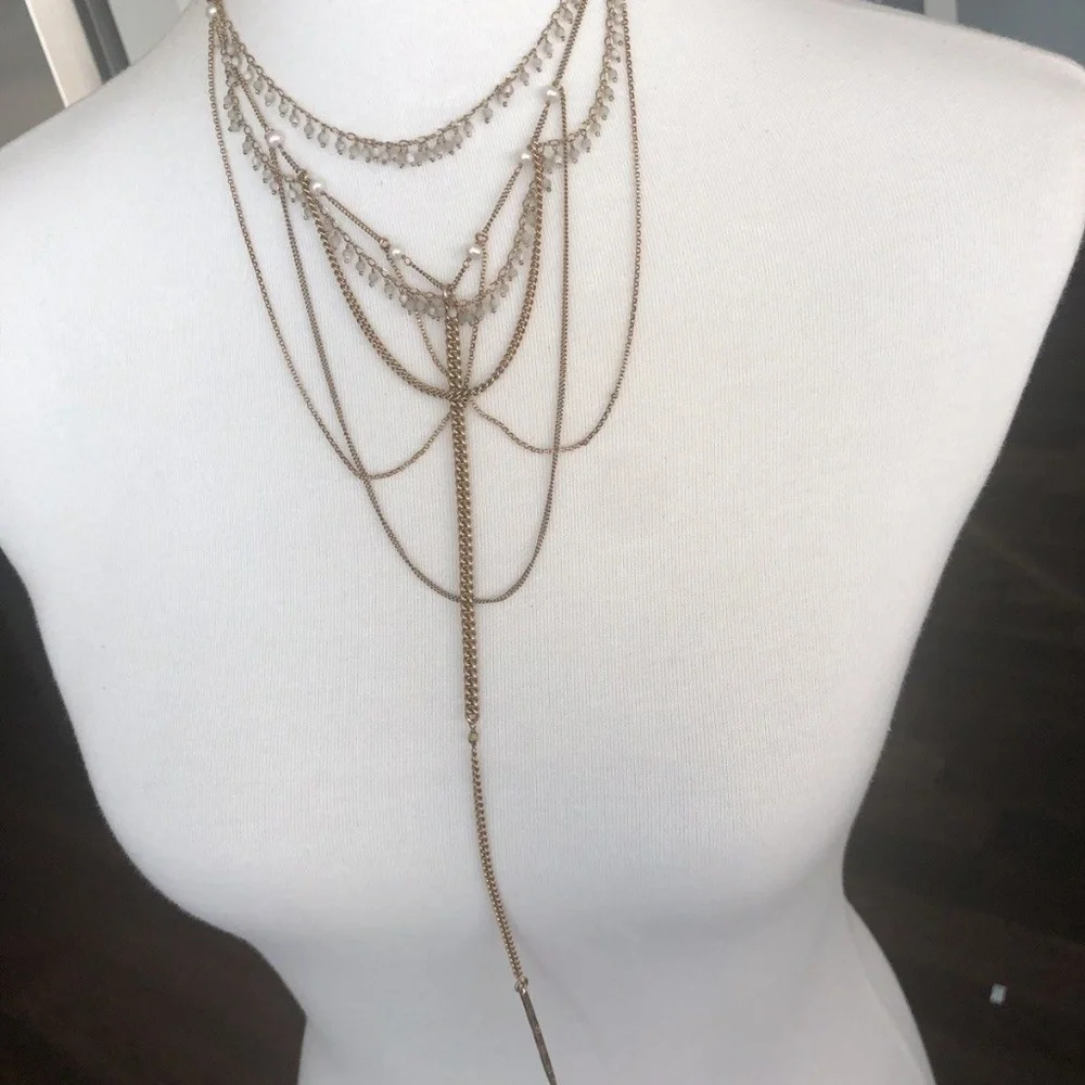 New Auth Chan Luu MOP White Baroque Pearl Draped M